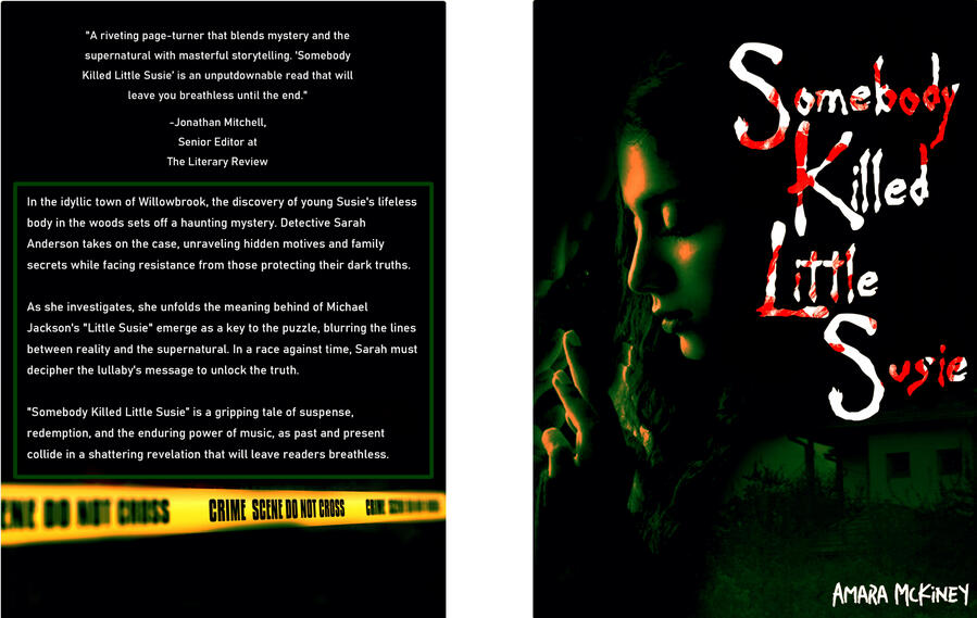 Front and back of a made-up horror/thriller book